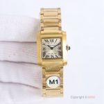 New Cartier Watch - Swiss Cartier Tank Francaise Quartz Watch Yellow Gold Golden sunray Dial